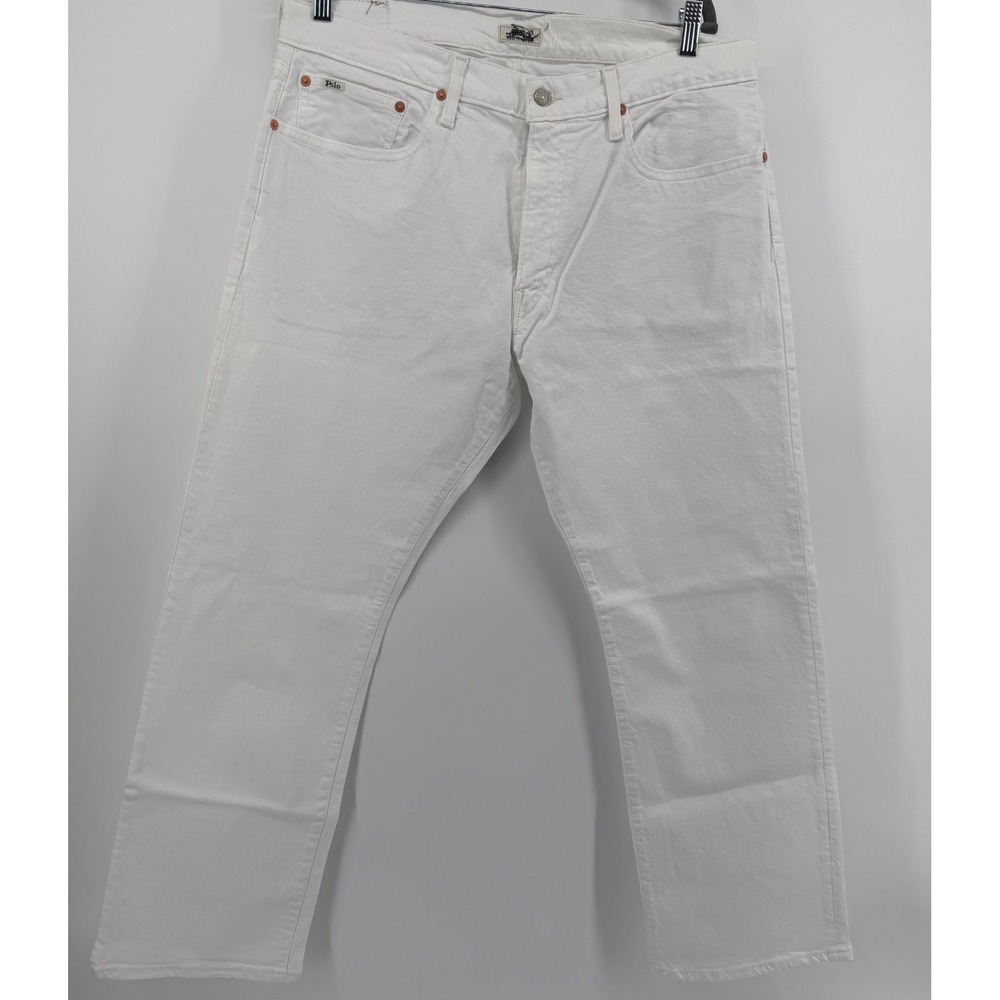 Polo Ralph Lauren Jeans Mens 36x30 White Classic Fit Denim Button Fly Straight